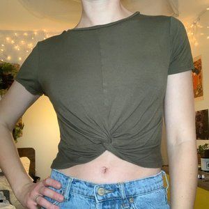 Olive Green Knotted Croptop